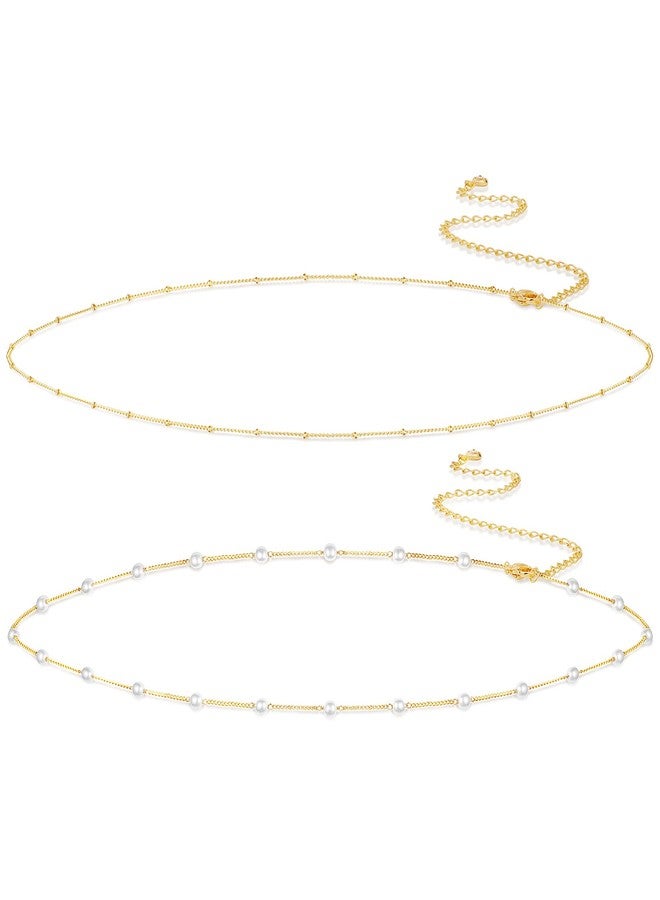 Rotnso 14K Gold Plated Body Chains Dainty Boho Layered Beach Waist Pearl Bead Chain Adjustable Bikini Belly Chain Jewelry Accessories for Women Sexy - Image 1